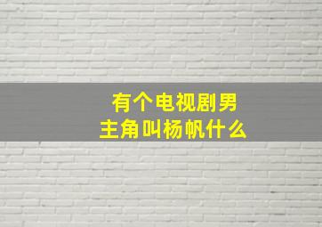 有个电视剧男主角叫杨帆什么