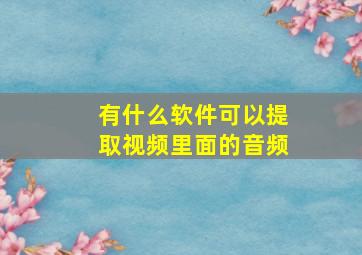 有什么软件可以提取视频里面的音频