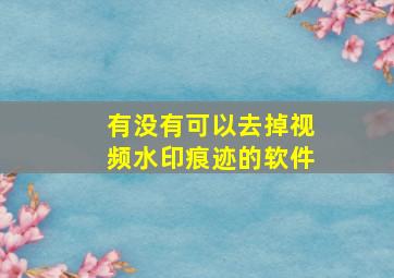 有没有可以去掉视频水印痕迹的软件