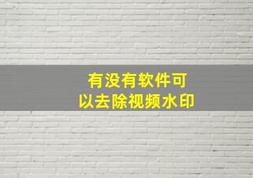 有没有软件可以去除视频水印