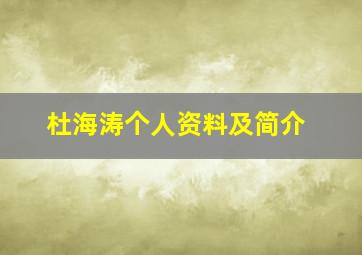 杜海涛个人资料及简介