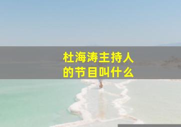 杜海涛主持人的节目叫什么