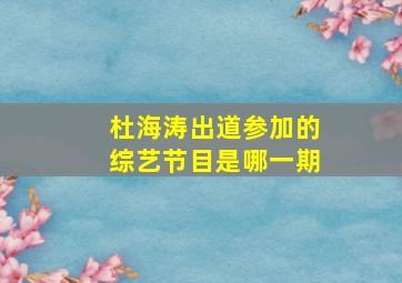 杜海涛出道参加的综艺节目是哪一期