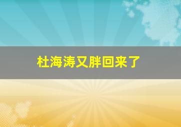 杜海涛又胖回来了