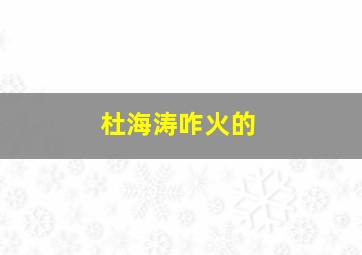 杜海涛咋火的