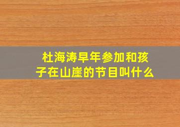 杜海涛早年参加和孩子在山崖的节目叫什么