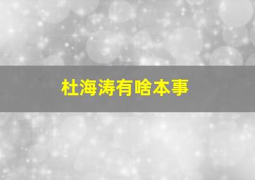 杜海涛有啥本事