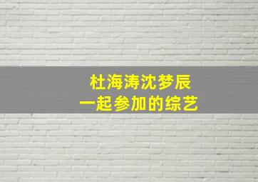 杜海涛沈梦辰一起参加的综艺