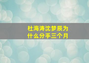 杜海涛沈梦辰为什么分手三个月