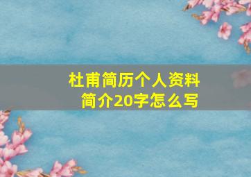 杜甫简历个人资料简介20字怎么写