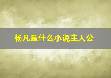 杨凡是什么小说主人公