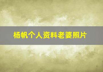 杨帆个人资料老婆照片