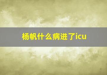 杨帆什么病进了icu