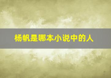 杨帆是哪本小说中的人