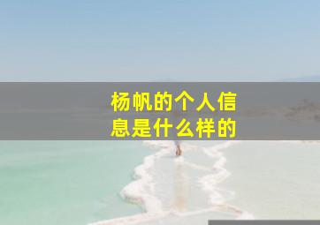 杨帆的个人信息是什么样的