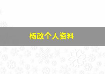 杨政个人资料