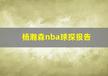 杨瀚森nba球探报告