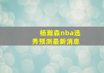 杨瀚森nba选秀预测最新消息