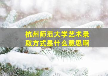 杭州师范大学艺术录取方式是什么意思啊