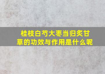 桂枝白芍大枣当归炙甘草的功效与作用是什么呢