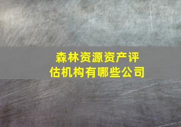 森林资源资产评估机构有哪些公司