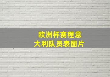 欧洲杯赛程意大利队员表图片