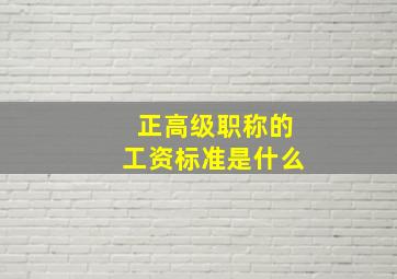 正高级职称的工资标准是什么