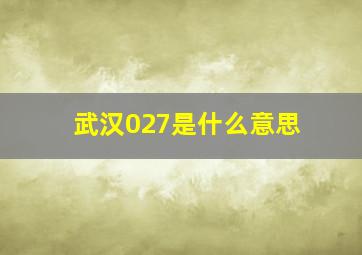 武汉027是什么意思