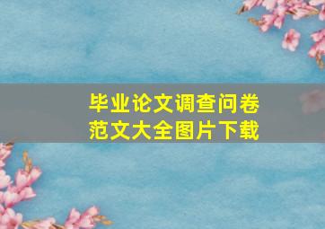 毕业论文调查问卷范文大全图片下载