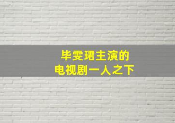 毕雯珺主演的电视剧一人之下