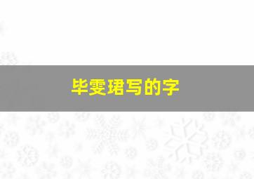 毕雯珺写的字