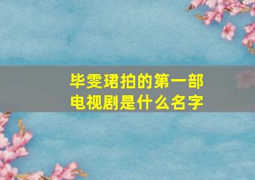 毕雯珺拍的第一部电视剧是什么名字