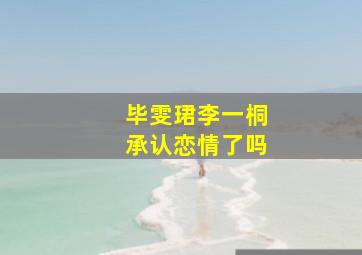 毕雯珺李一桐承认恋情了吗