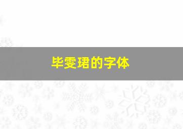 毕雯珺的字体