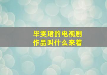 毕雯珺的电视剧作品叫什么来着