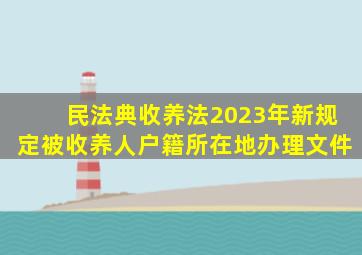 民法典收养法2023年新规定被收养人户籍所在地办理文件