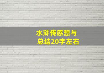 水浒传感想与总结20字左右