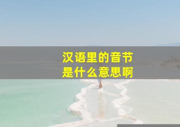 汉语里的音节是什么意思啊