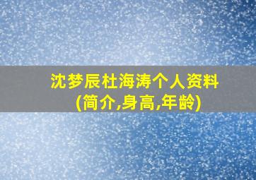 沈梦辰杜海涛个人资料(简介,身高,年龄)