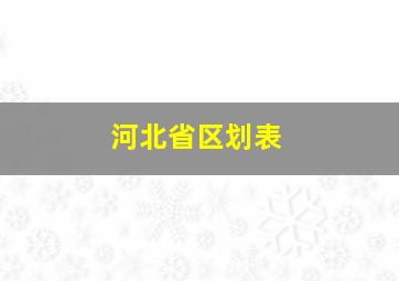 河北省区划表