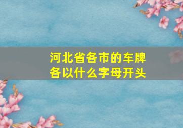 河北省各市的车牌各以什么字母开头