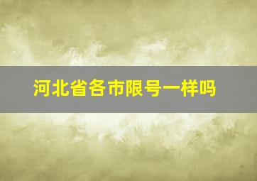 河北省各市限号一样吗