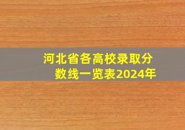 河北省各高校录取分数线一览表2024年