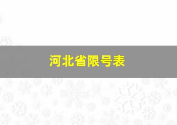 河北省限号表