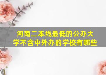 河南二本线最低的公办大学不含中外办的学校有哪些