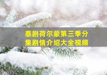 泰剧荷尔蒙第三季分集剧情介绍大全视频