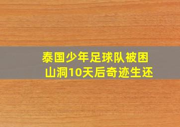 泰国少年足球队被困山洞10天后奇迹生还