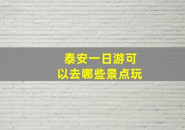 泰安一日游可以去哪些景点玩