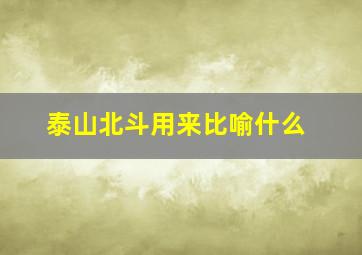 泰山北斗用来比喻什么