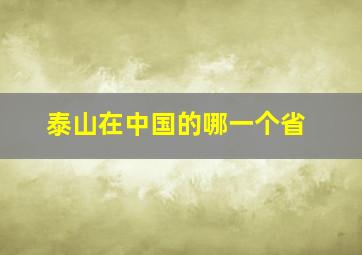 泰山在中国的哪一个省